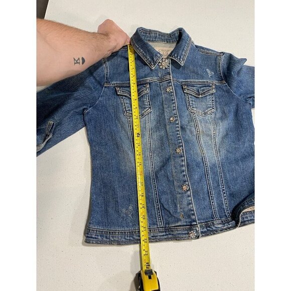 RARE Vintage Brighton Embroidered Rhinestone Jean Denim Jacket Size Medium - Picture 7 of 12